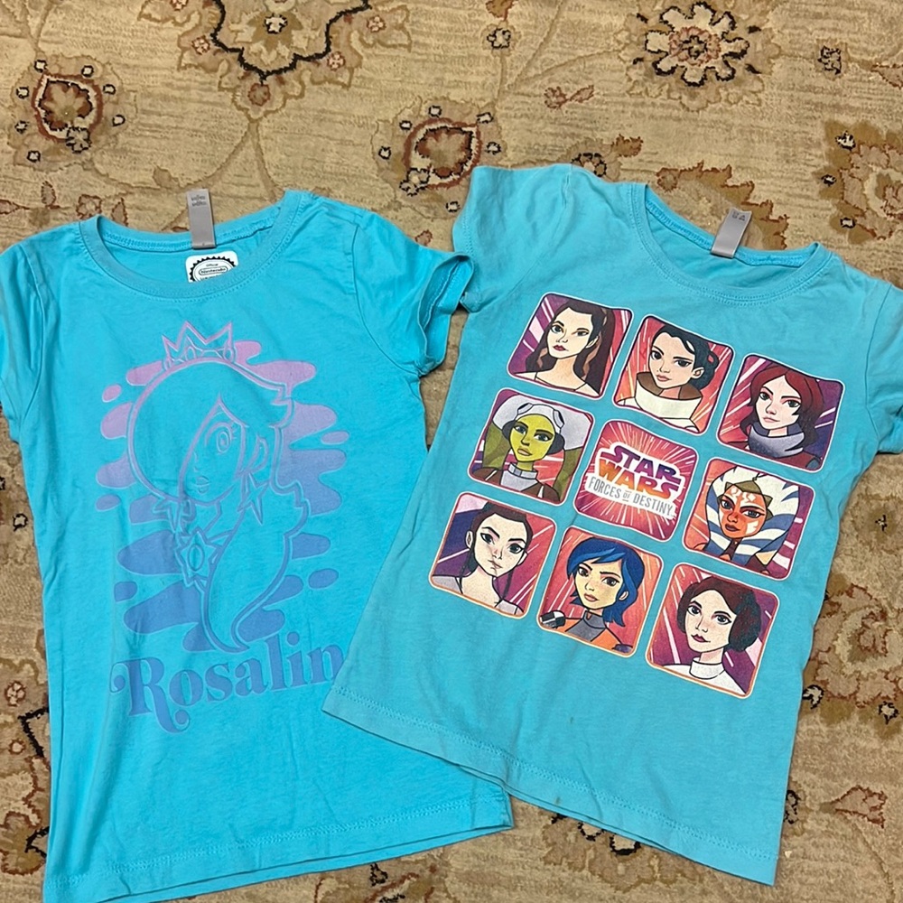Girls Star Wars and Nintendo shirts